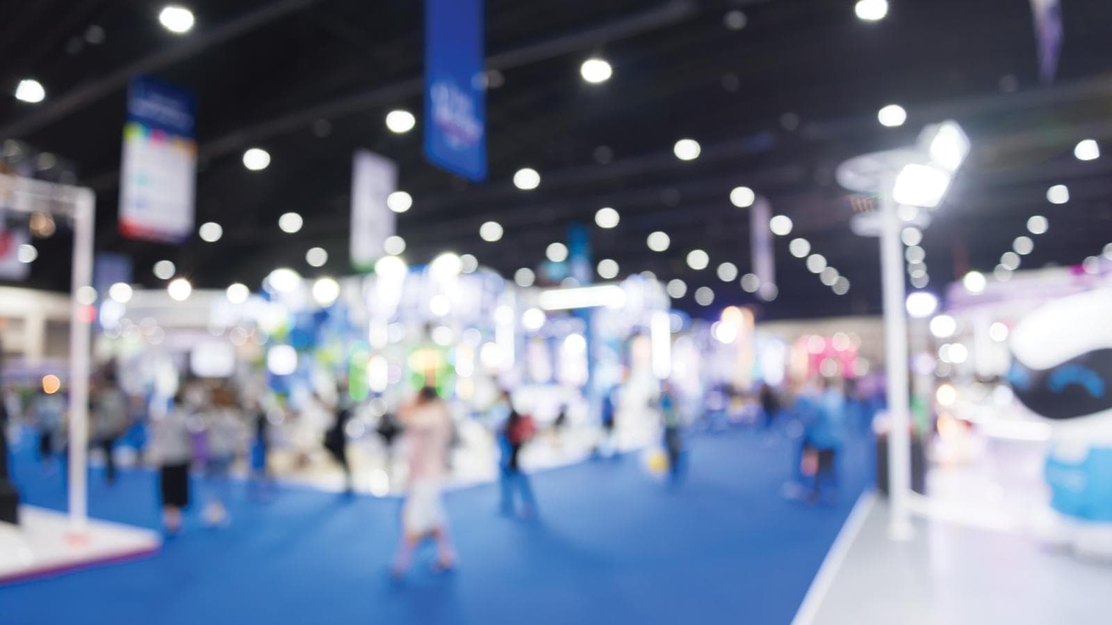A photo of an exhibit hall at a conference